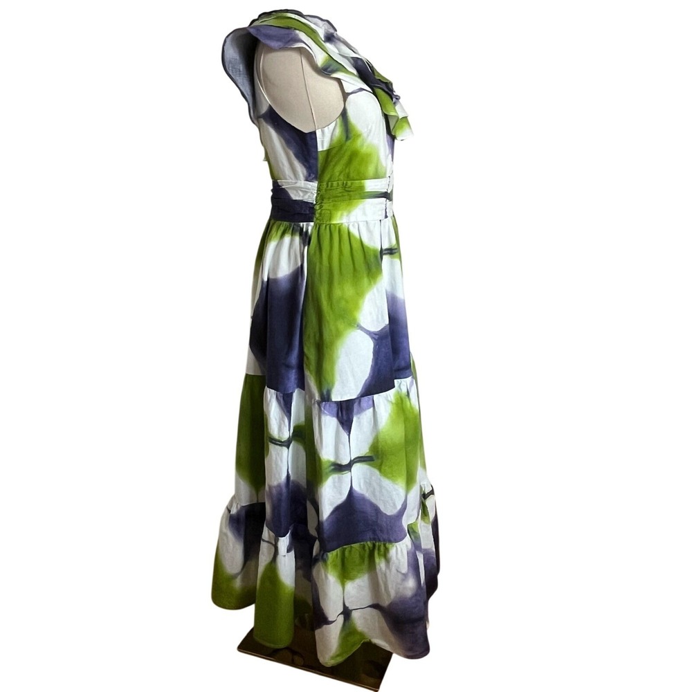 Busayo Collective Tie Dye Maxi Dress Ruffle One Shoulder Tiered 8 Resort Derby - Picture 9 of 14